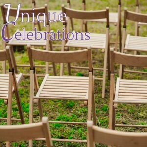 Wooden folding chair set for wedding or another celebration